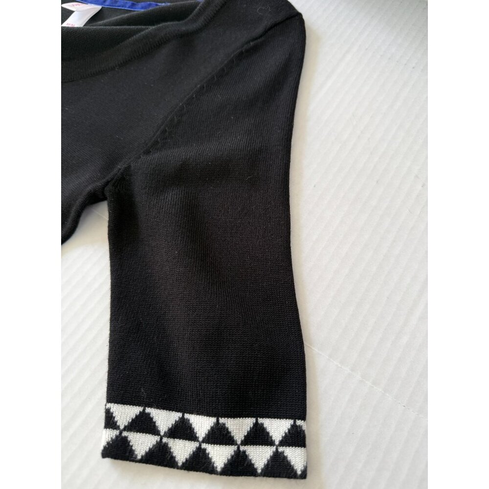 Xhilaration Black Fit & Flare Geometric Tribal Border Knit Dress M Office Career - Picture 10 of 10
